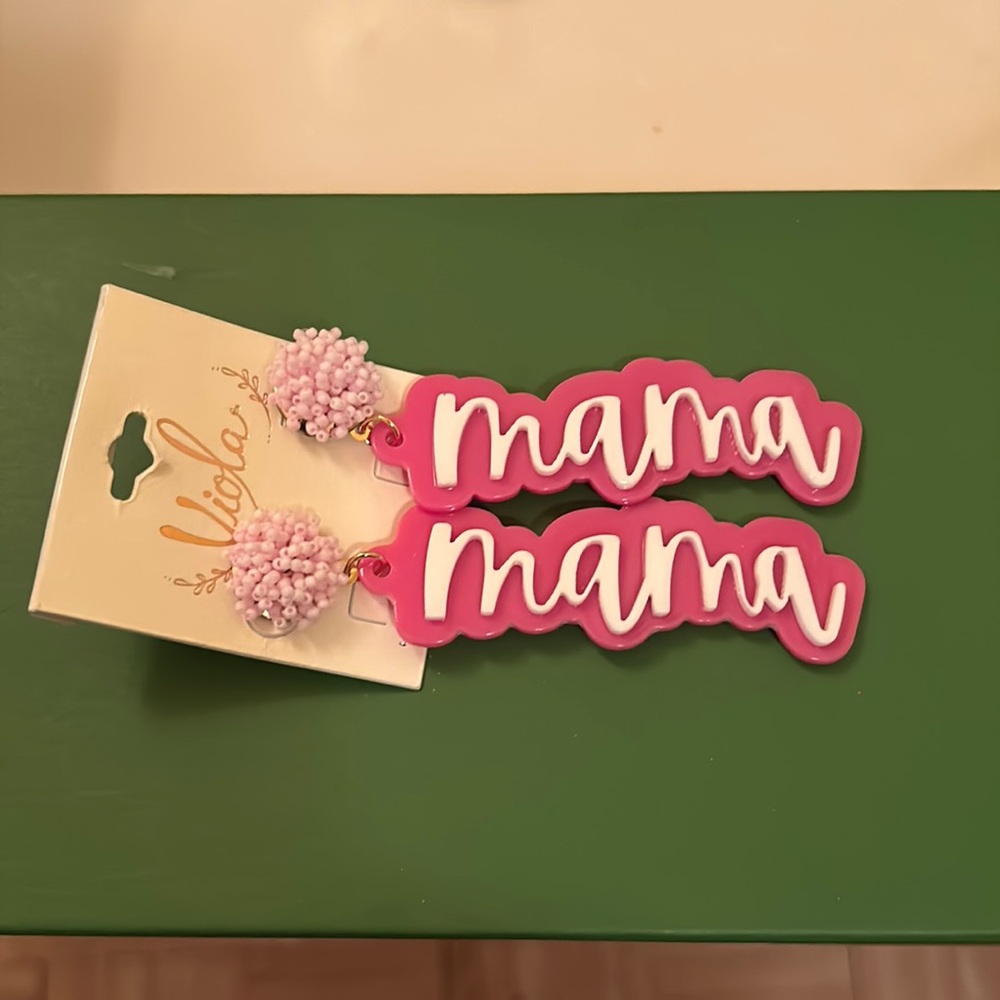 See Bead Acrylic Pink Mama Earrings